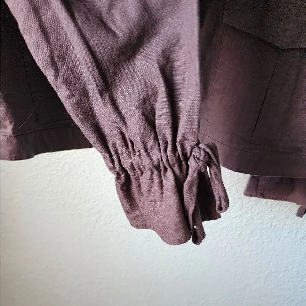 Caslon linen cotton blend snap button paper bag cuffs light jacket